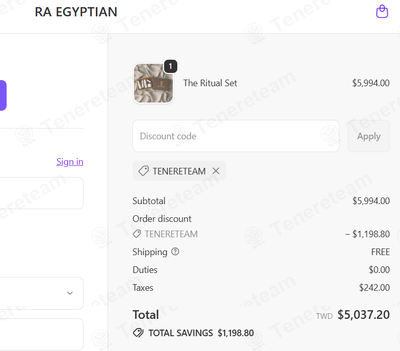 RA Egyptian apply coupon code
