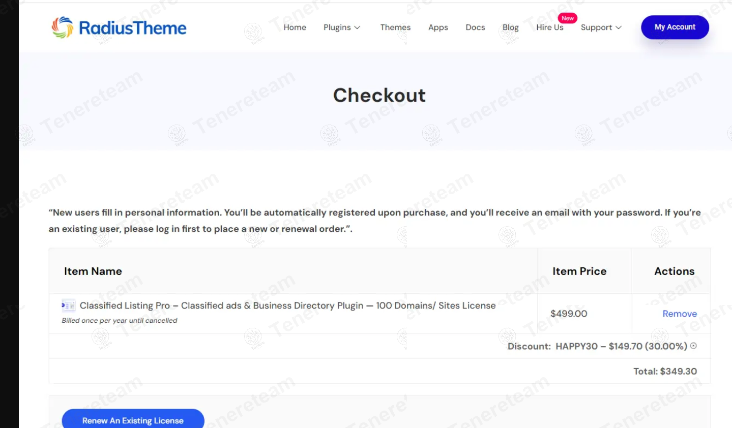 RadiusTheme apply coupon code