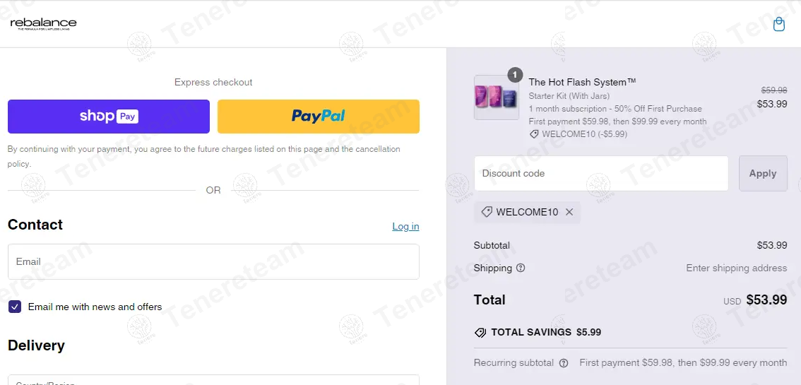 Rebalance Health apply coupon code