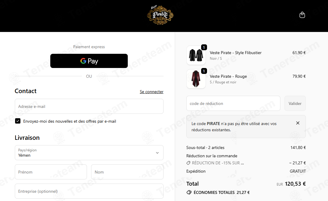 Refuge du Pirate apply coupon code