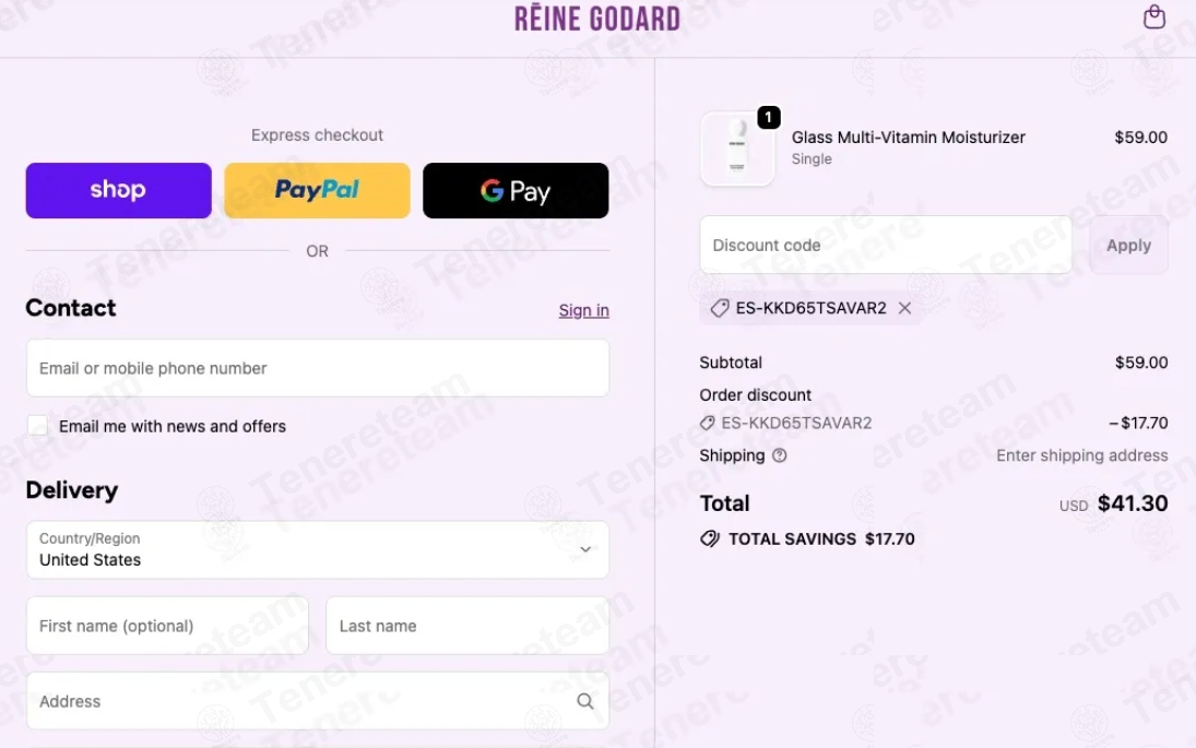 Reine Godard apply coupon code