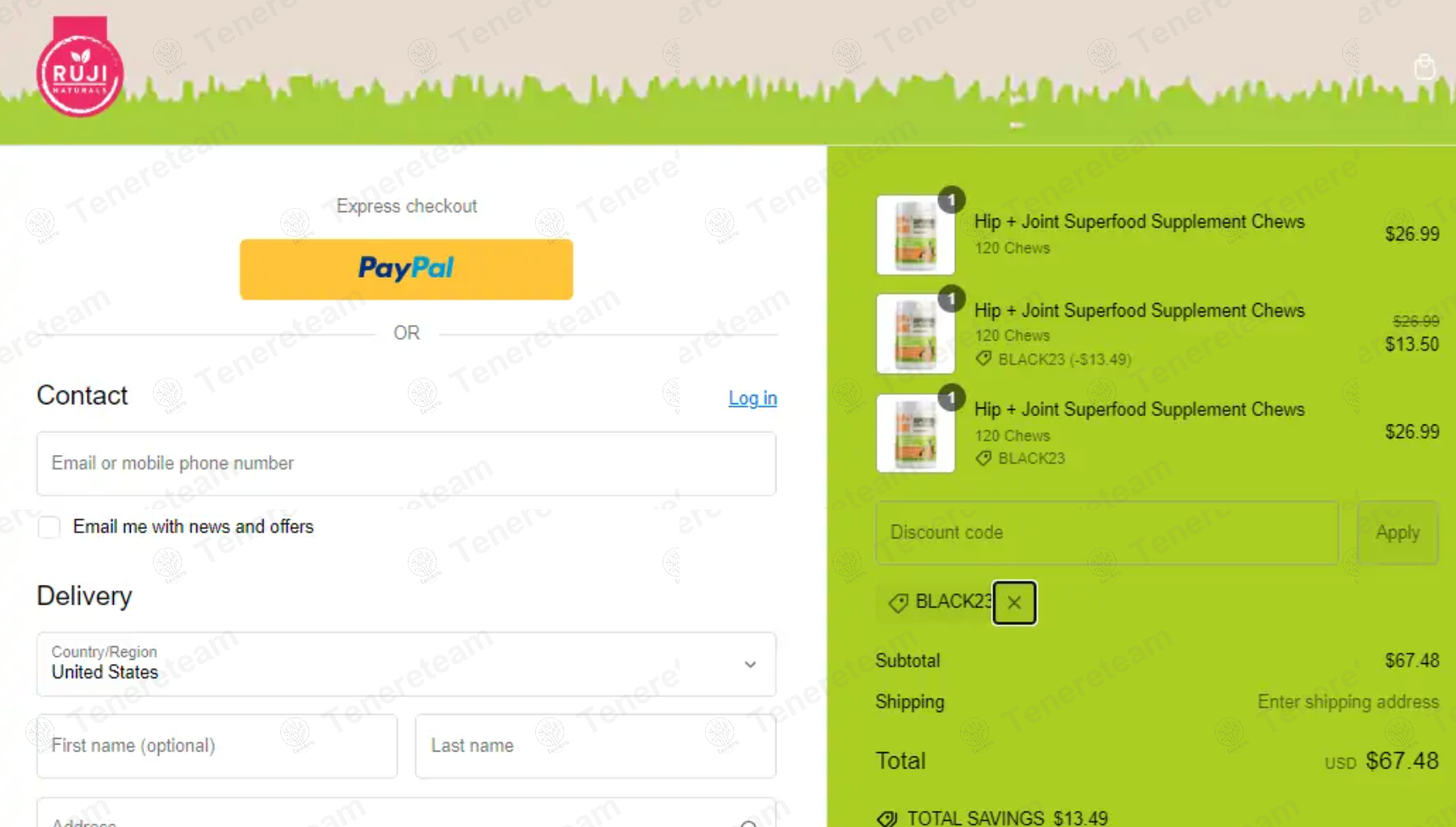 Ruji Naturals apply coupon code