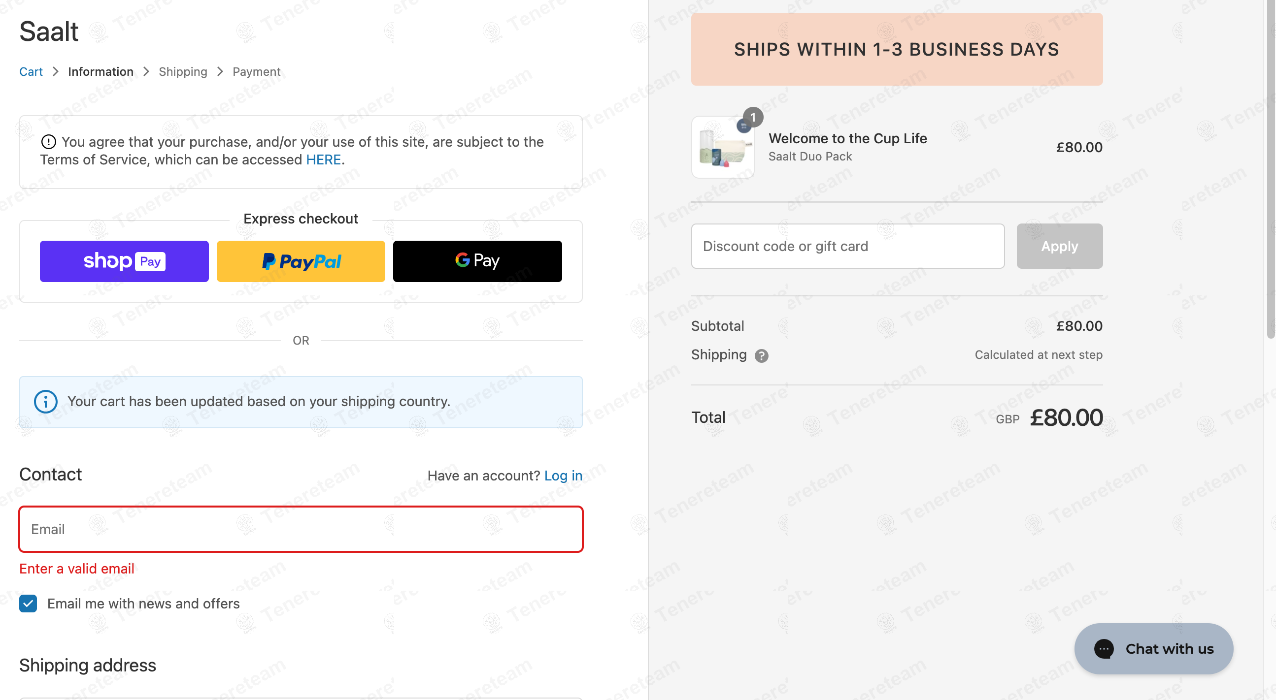 Saalt apply coupon code