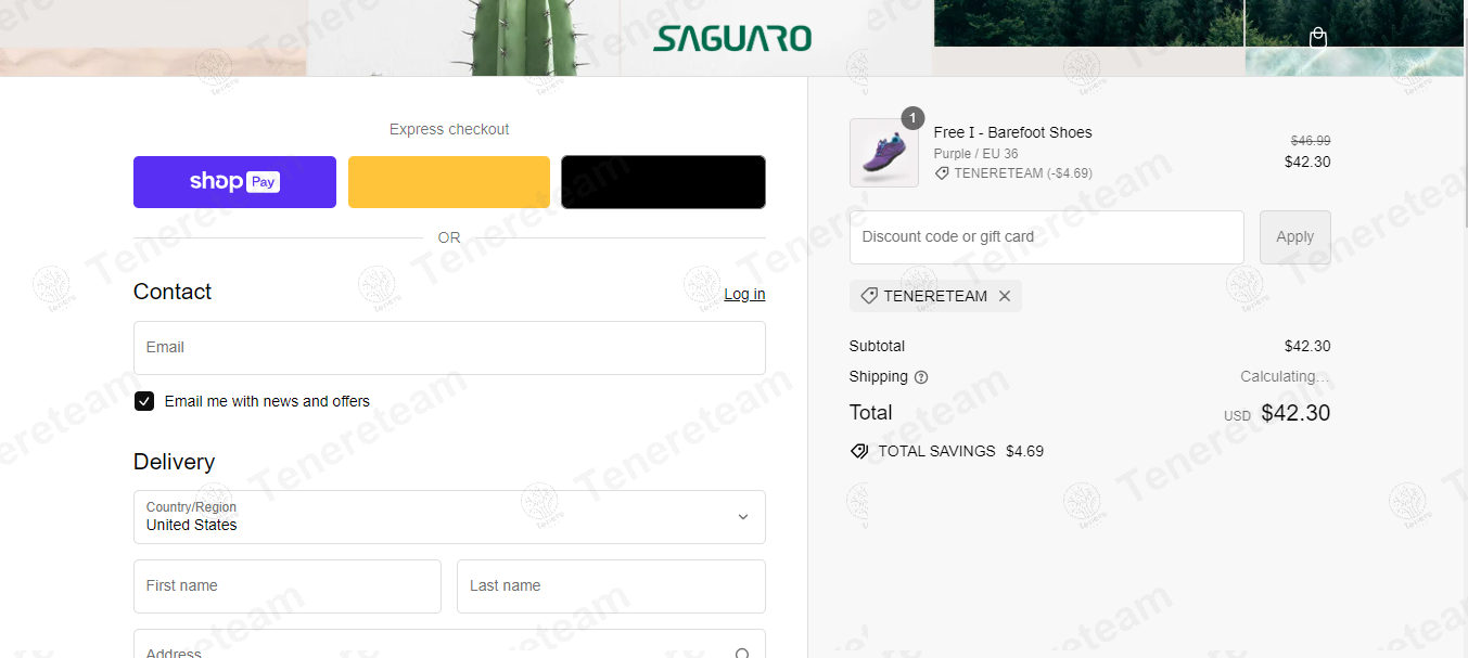 Saguaro Shoes apply coupon code