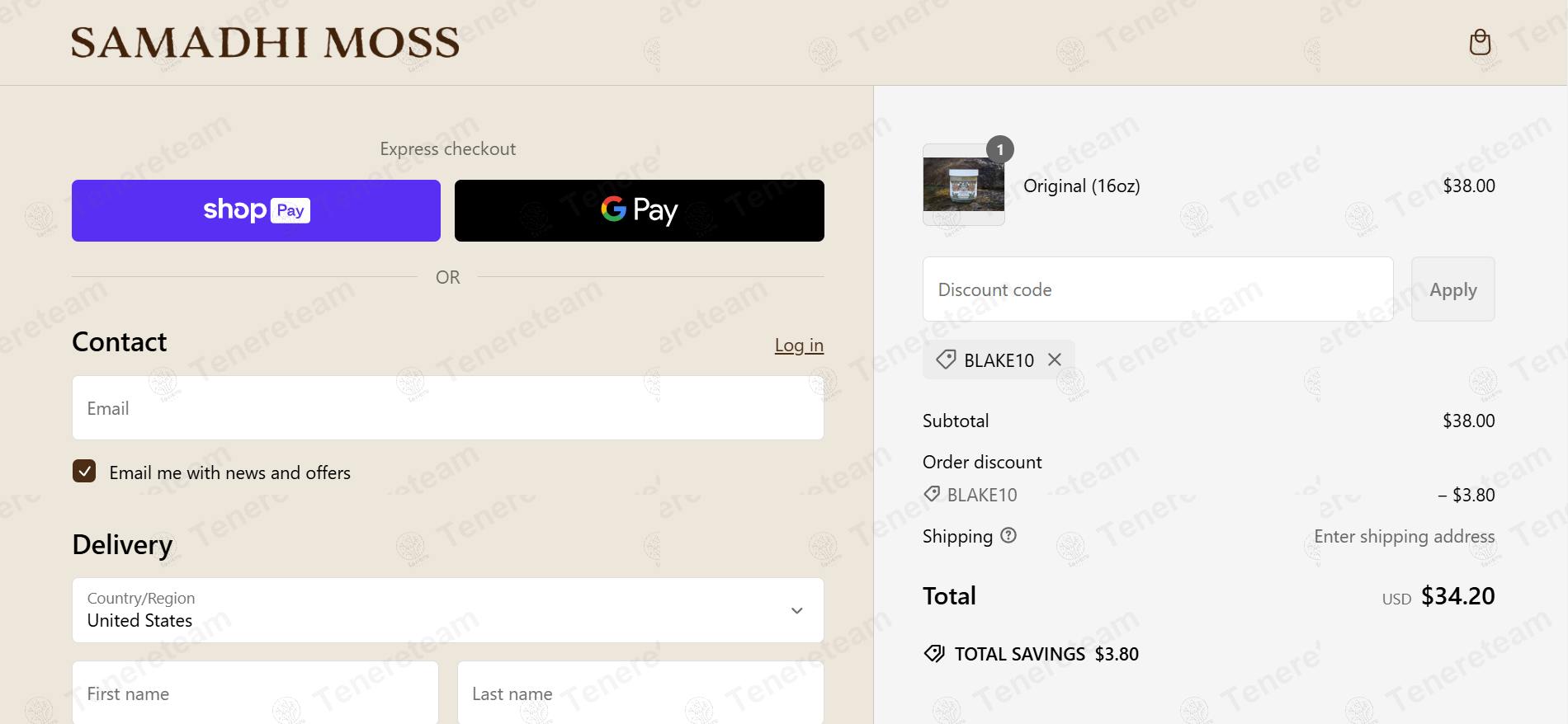 Samadhi Moss apply coupon code