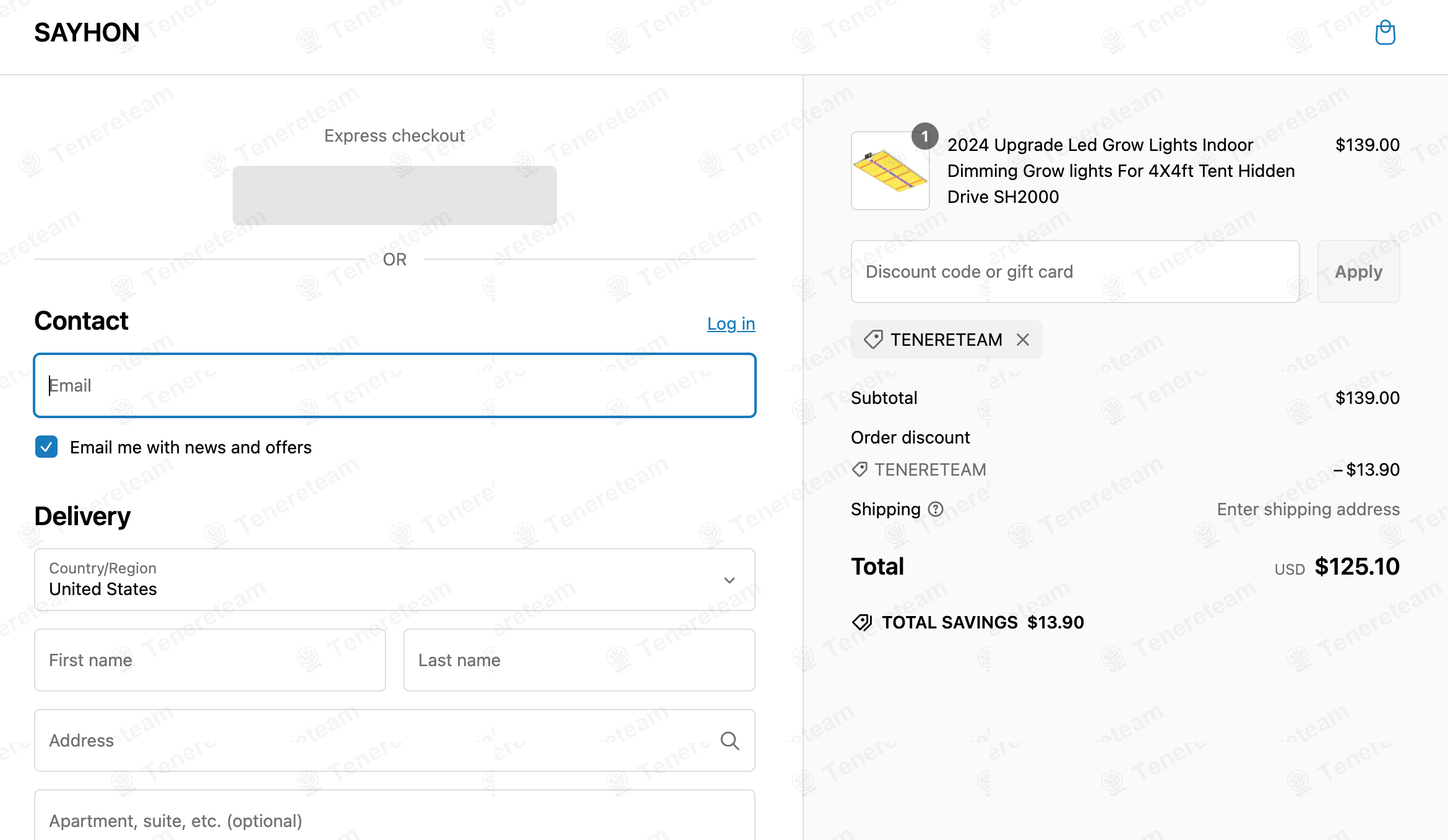 Sayhon apply coupon code