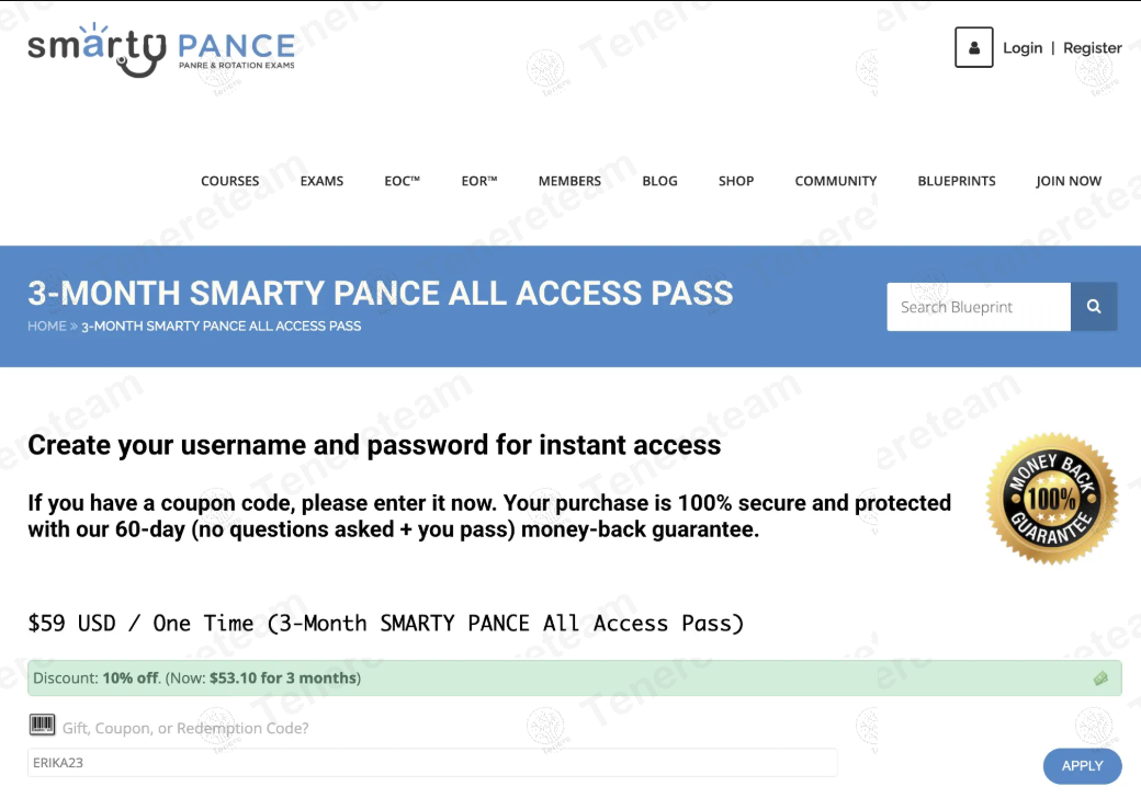 SMARTY PANCE apply coupon code
