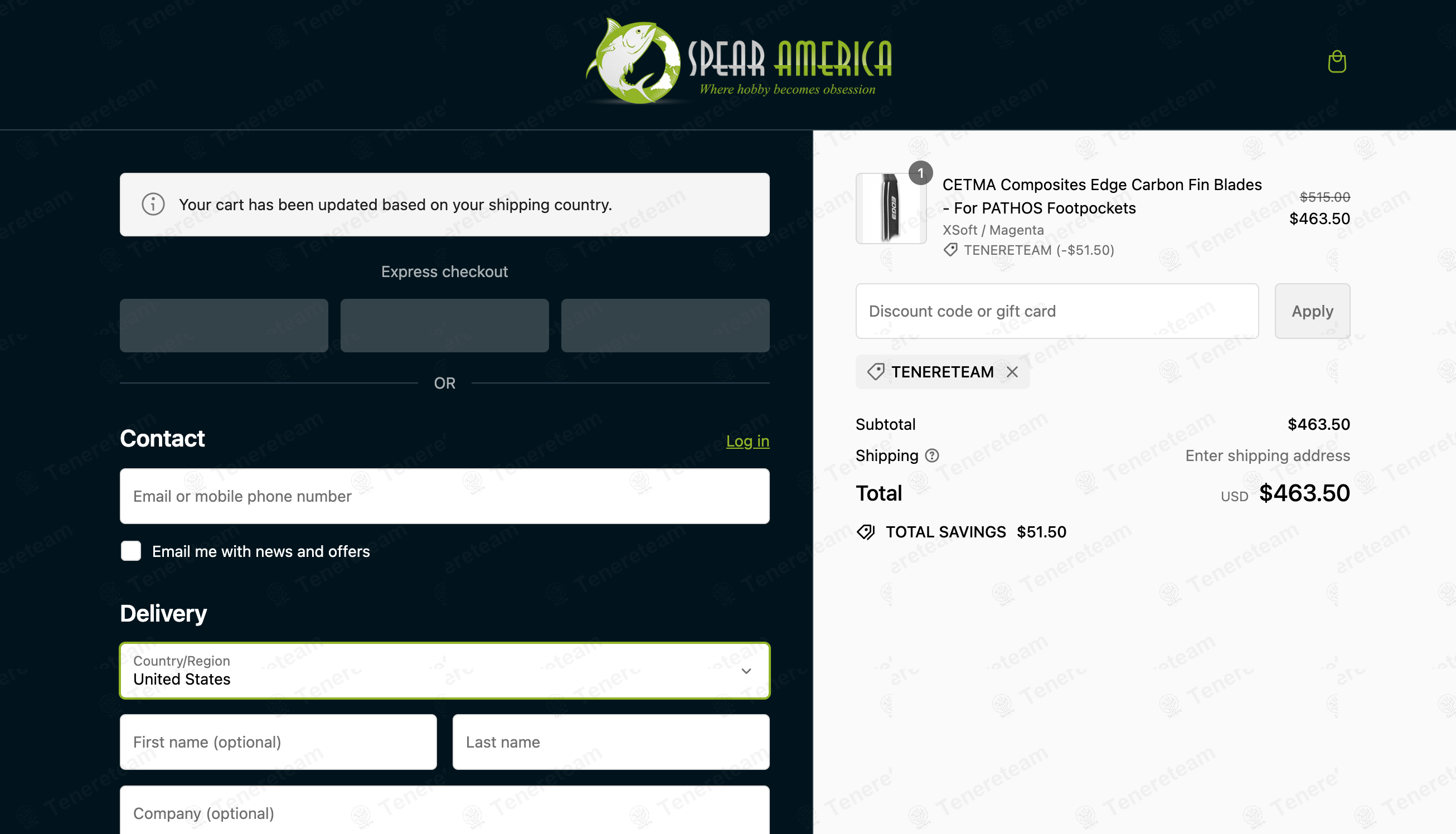 Spear America apply coupon code