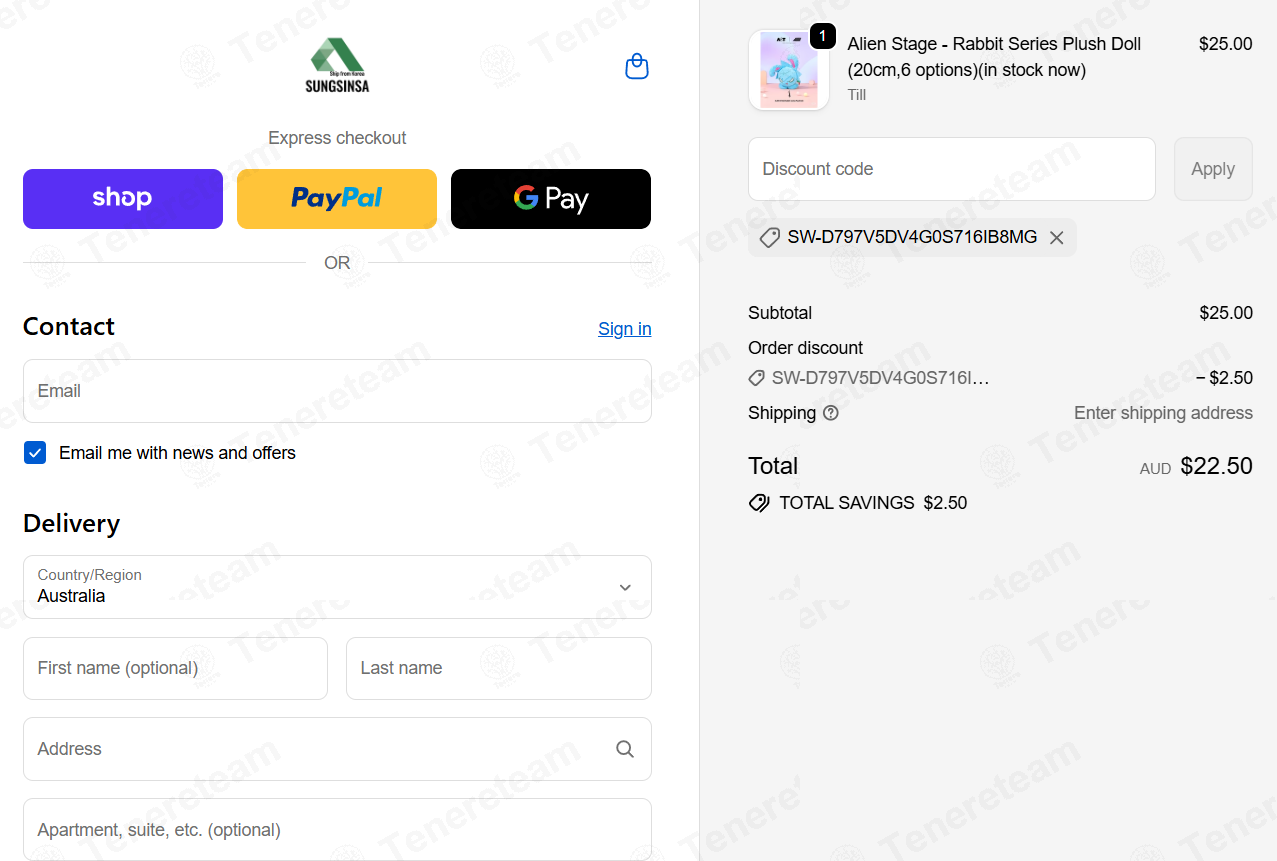 Sung Sinsa apply coupon code