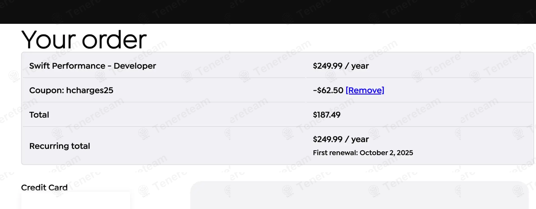 Swift Performance apply coupon code