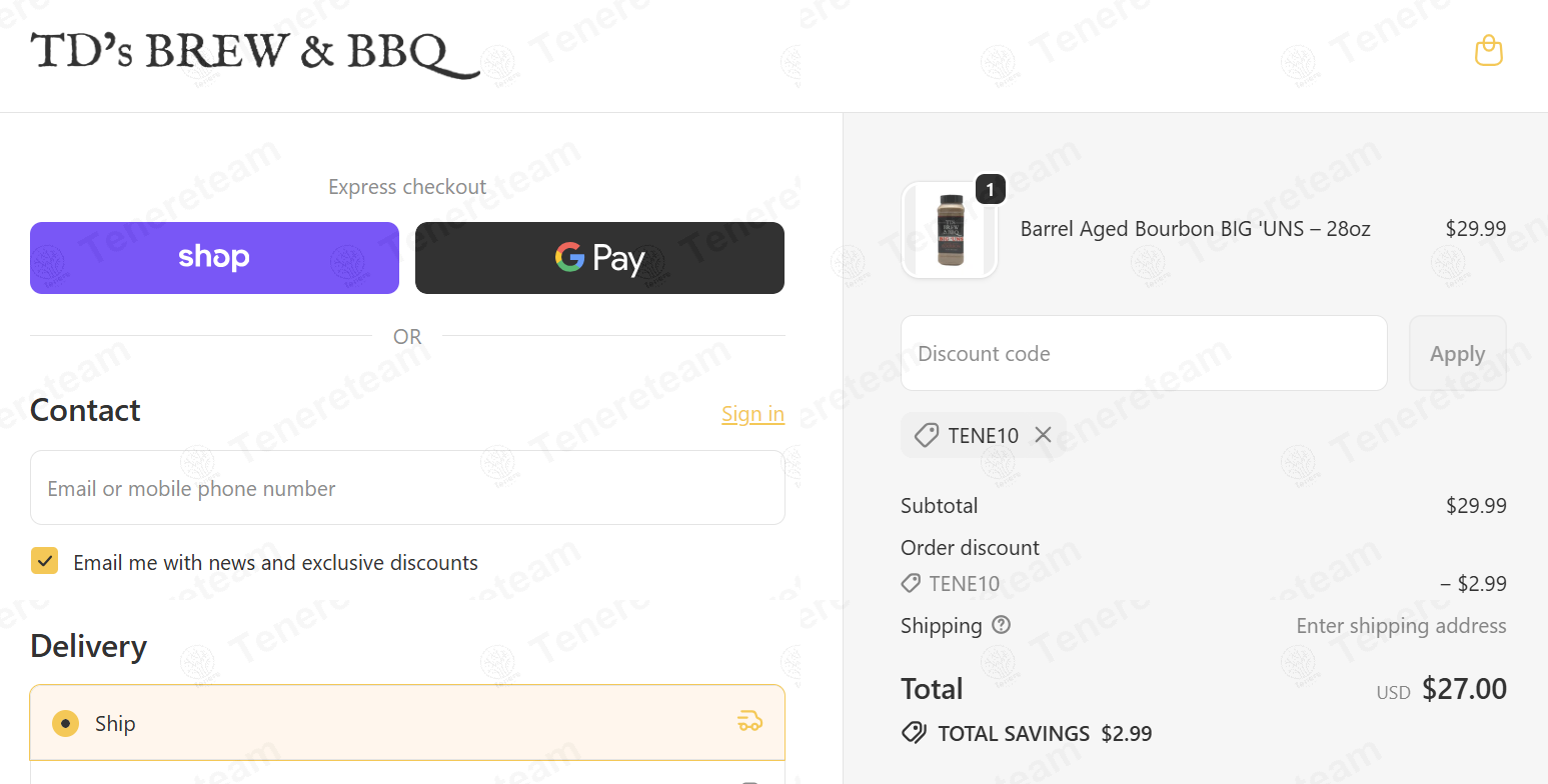 TDs Brew And BBQ apply coupon code
