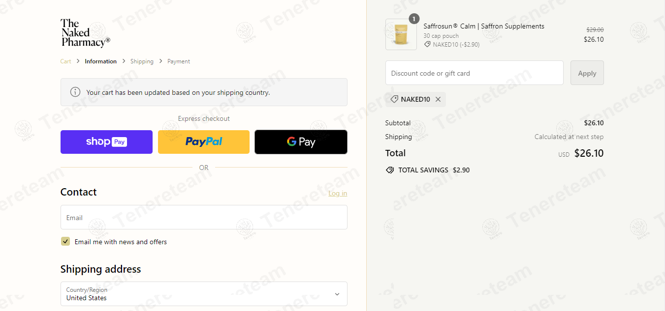 The Naked Pharmacy apply coupon code