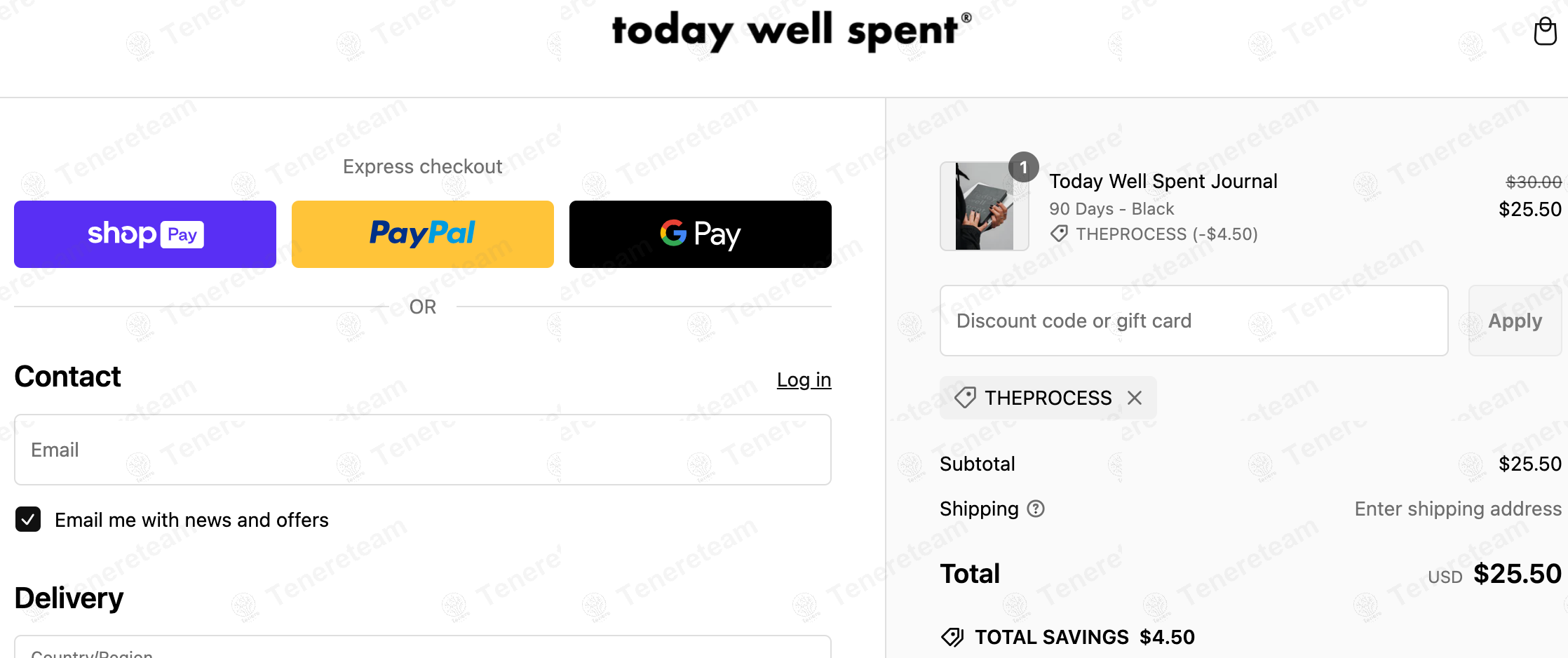 Today Well Spent apply coupon code