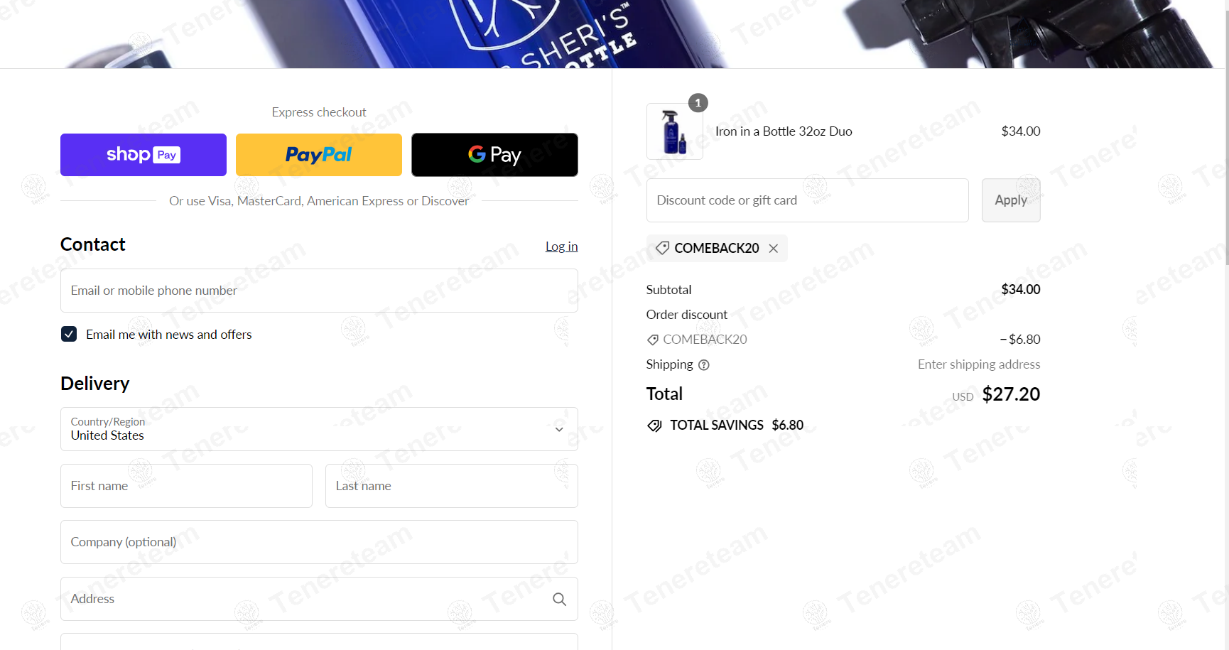 Tom and Sheri's apply coupon code