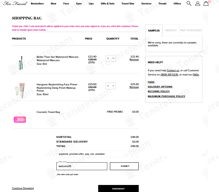 Too Faced Uk apply coupon code