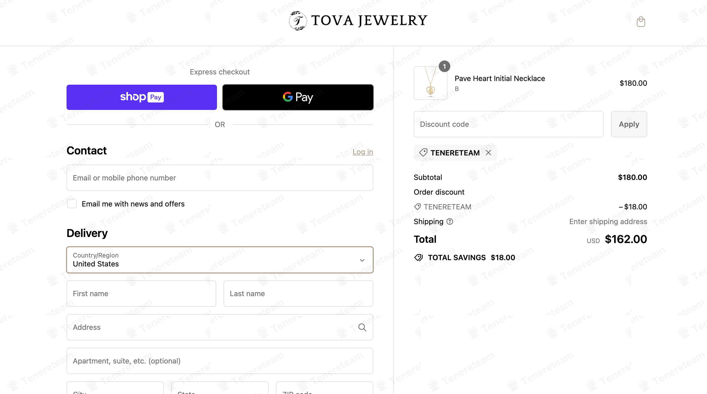 Tova Jewelry apply coupon code
