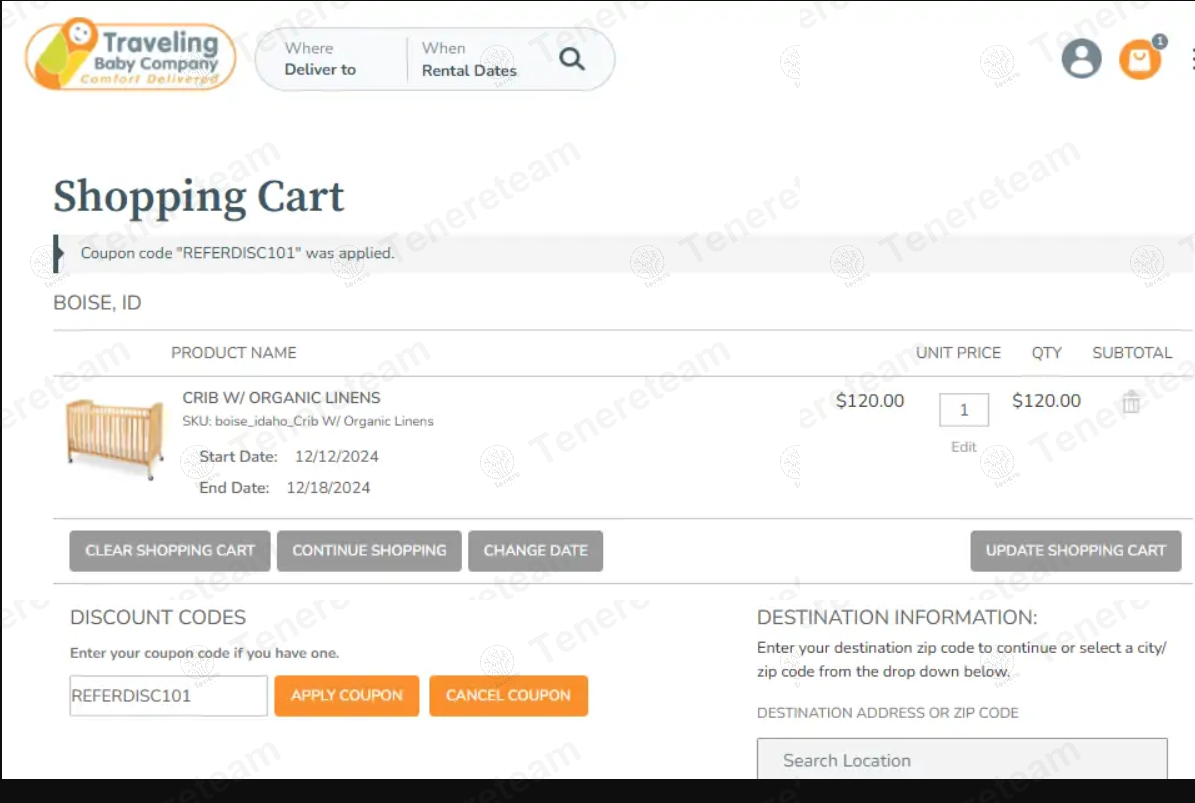 Traveling Baby apply coupon code