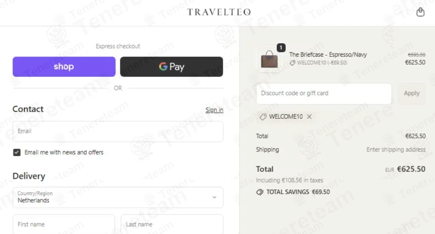 Travelteq apply coupon code
