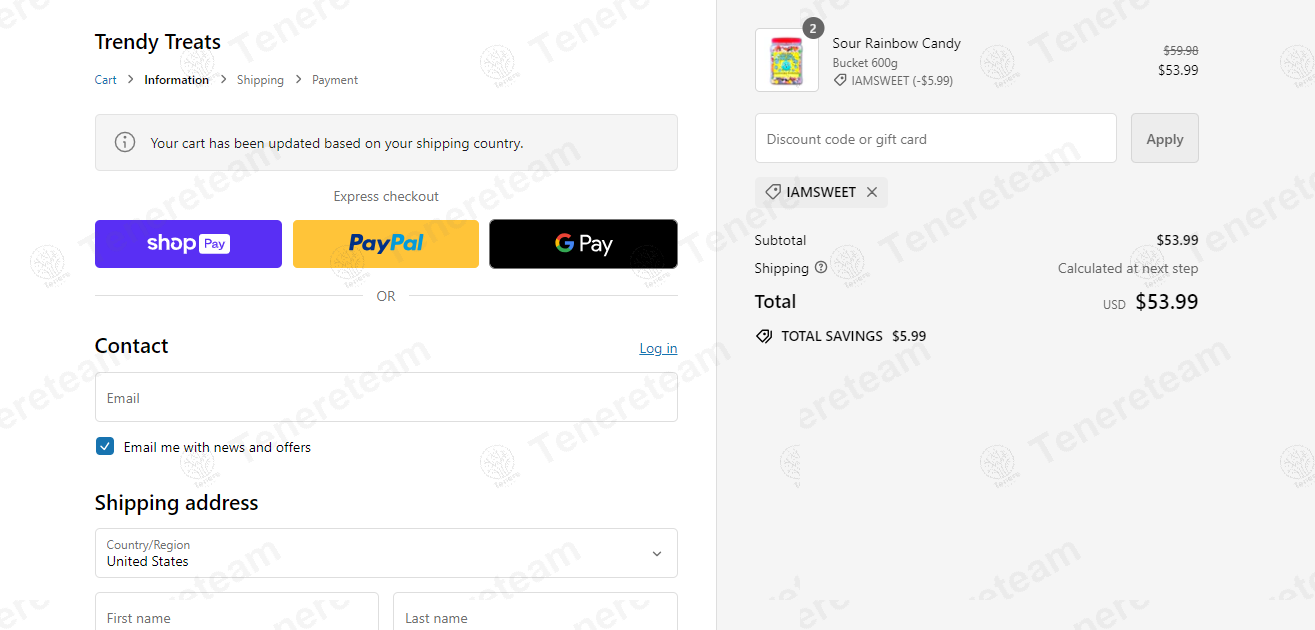 Trendy Treats apply coupon code