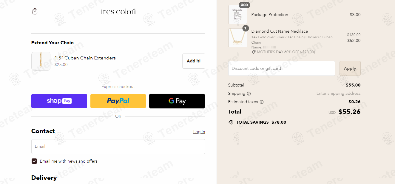 Tres Colori apply coupon code