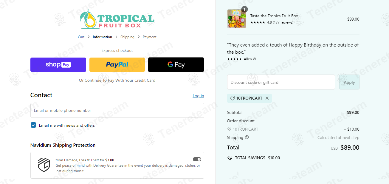 Tropical Fruit Box apply coupon code