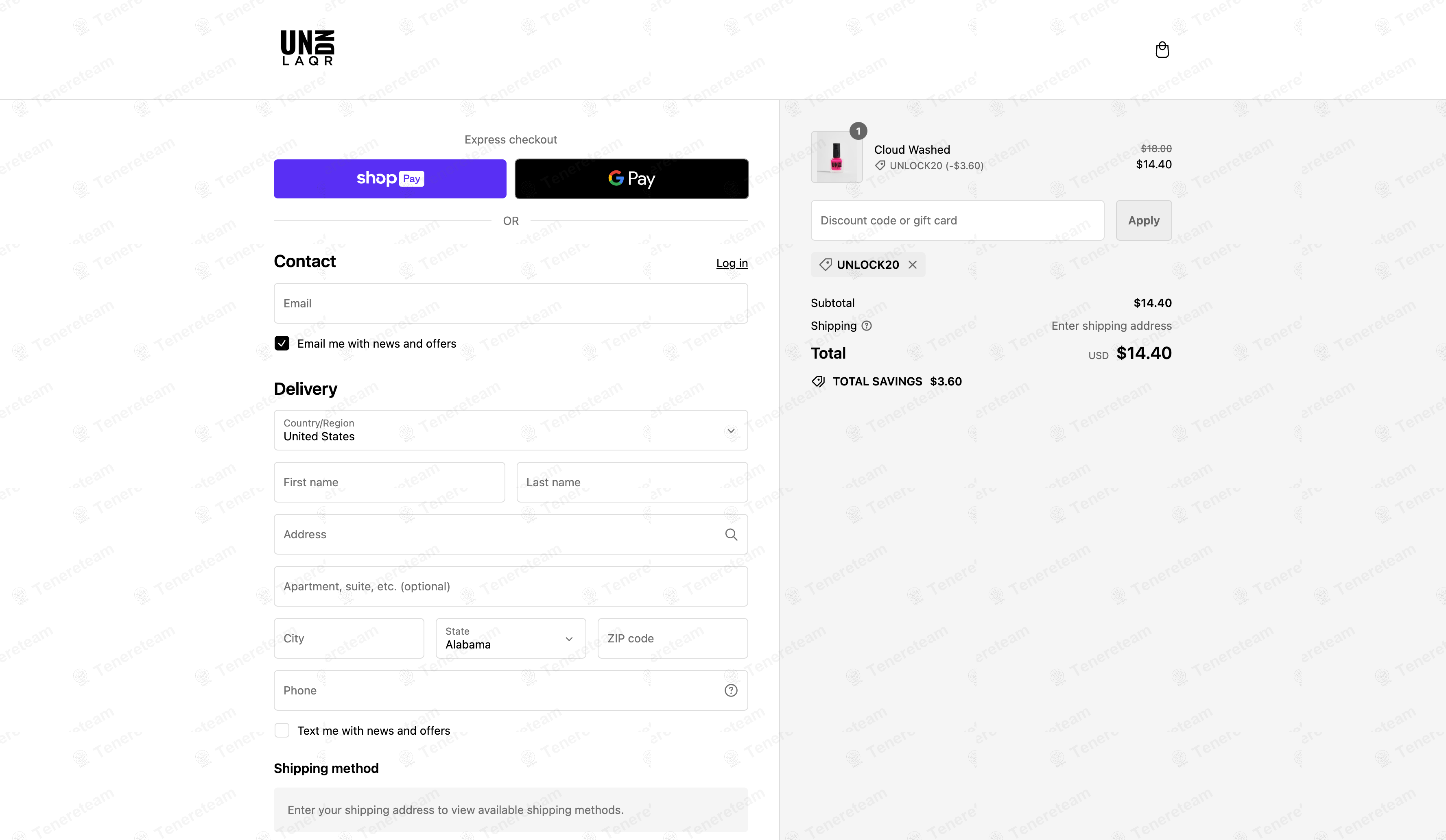 UN/DN LAQR apply coupon code