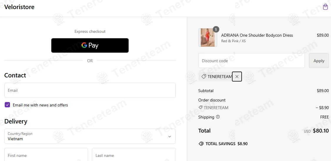 Velori Store apply coupon code
