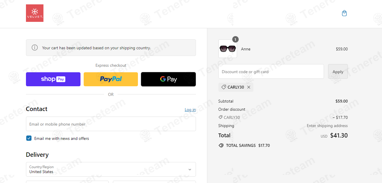 Velvet Eyewear apply coupon code