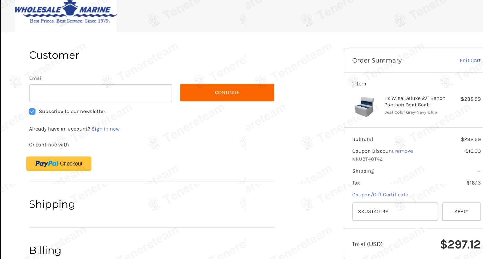 Wholesale Marine apply coupon code