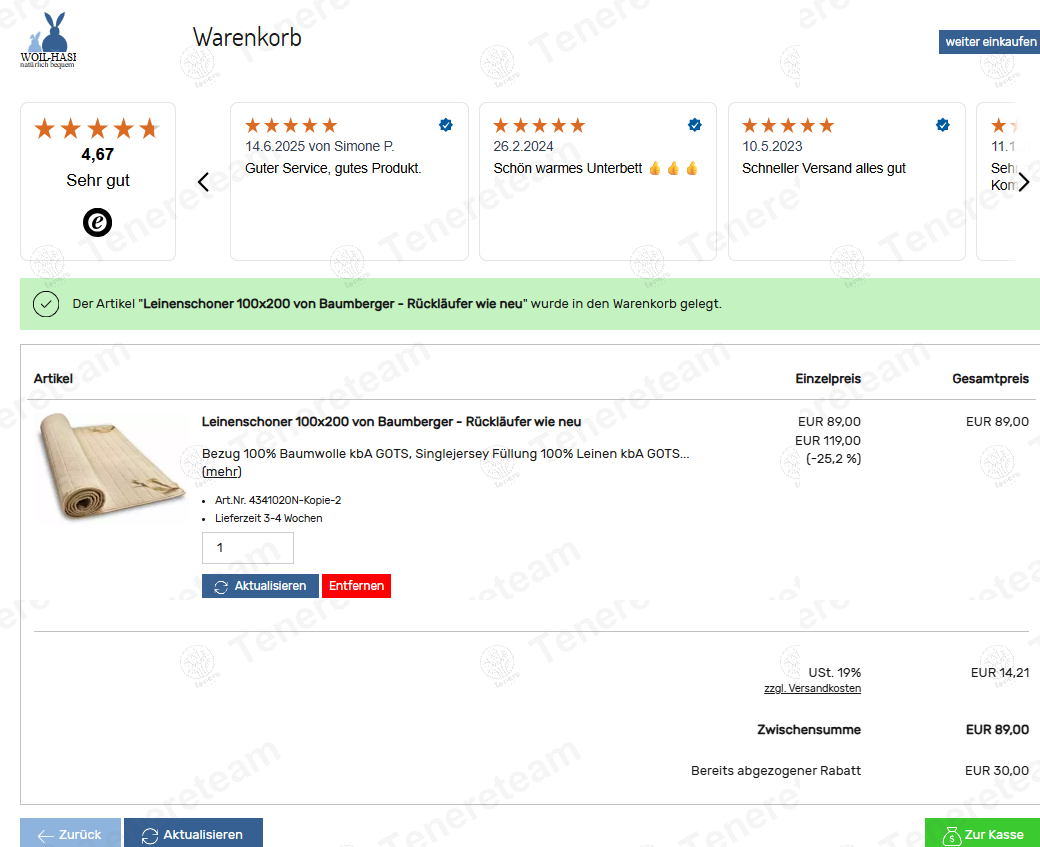 Woll Hase DE apply coupon code