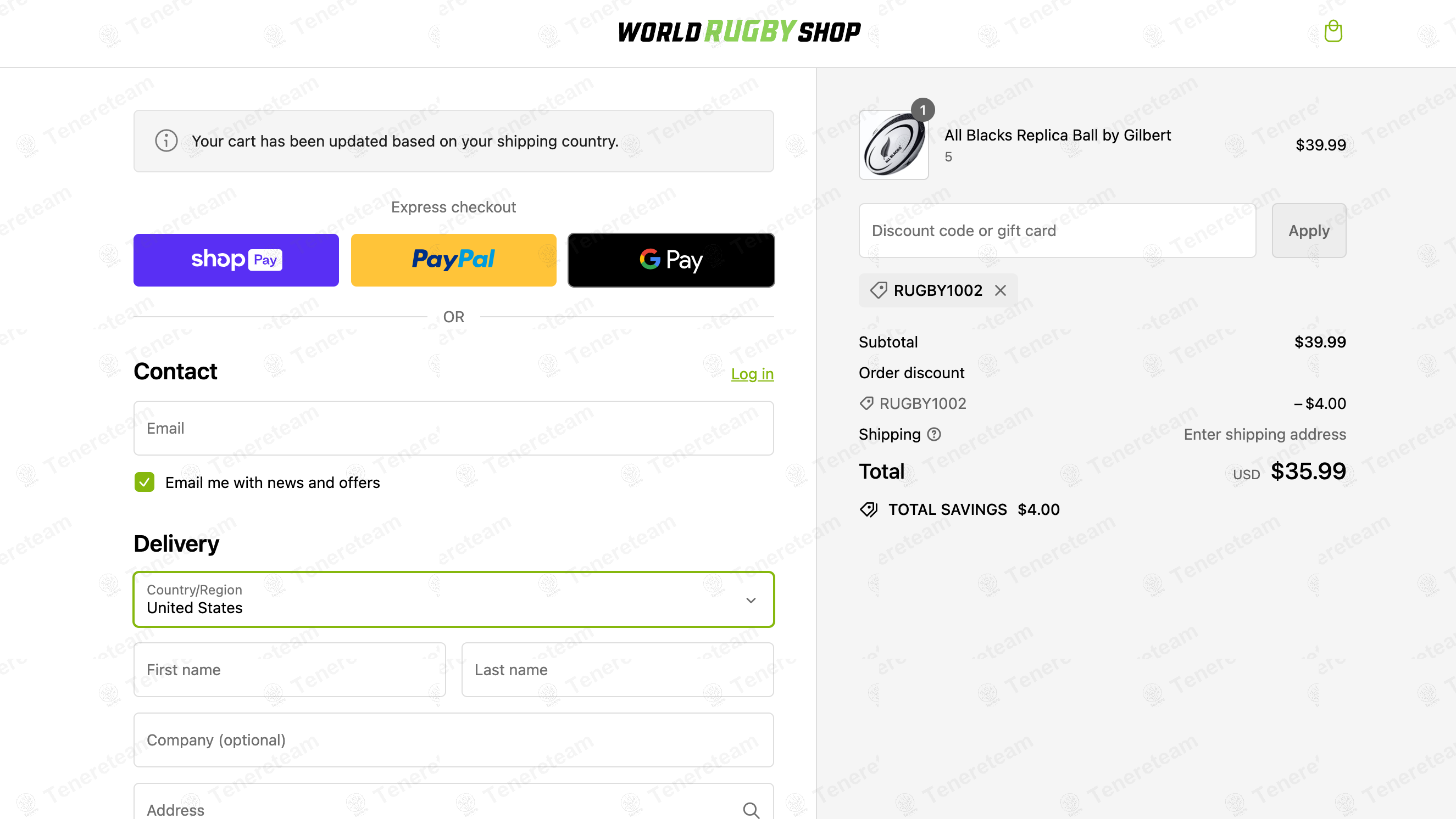 World Rugby Shop apply coupon code