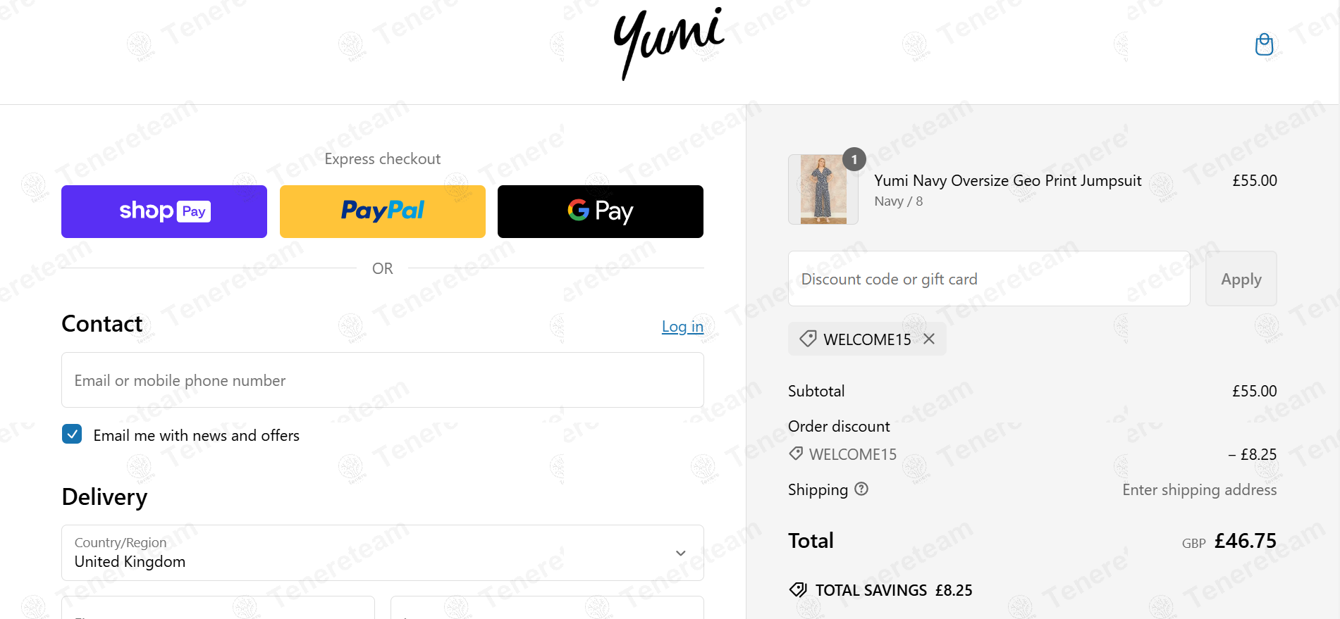 Yumi UK apply coupon code