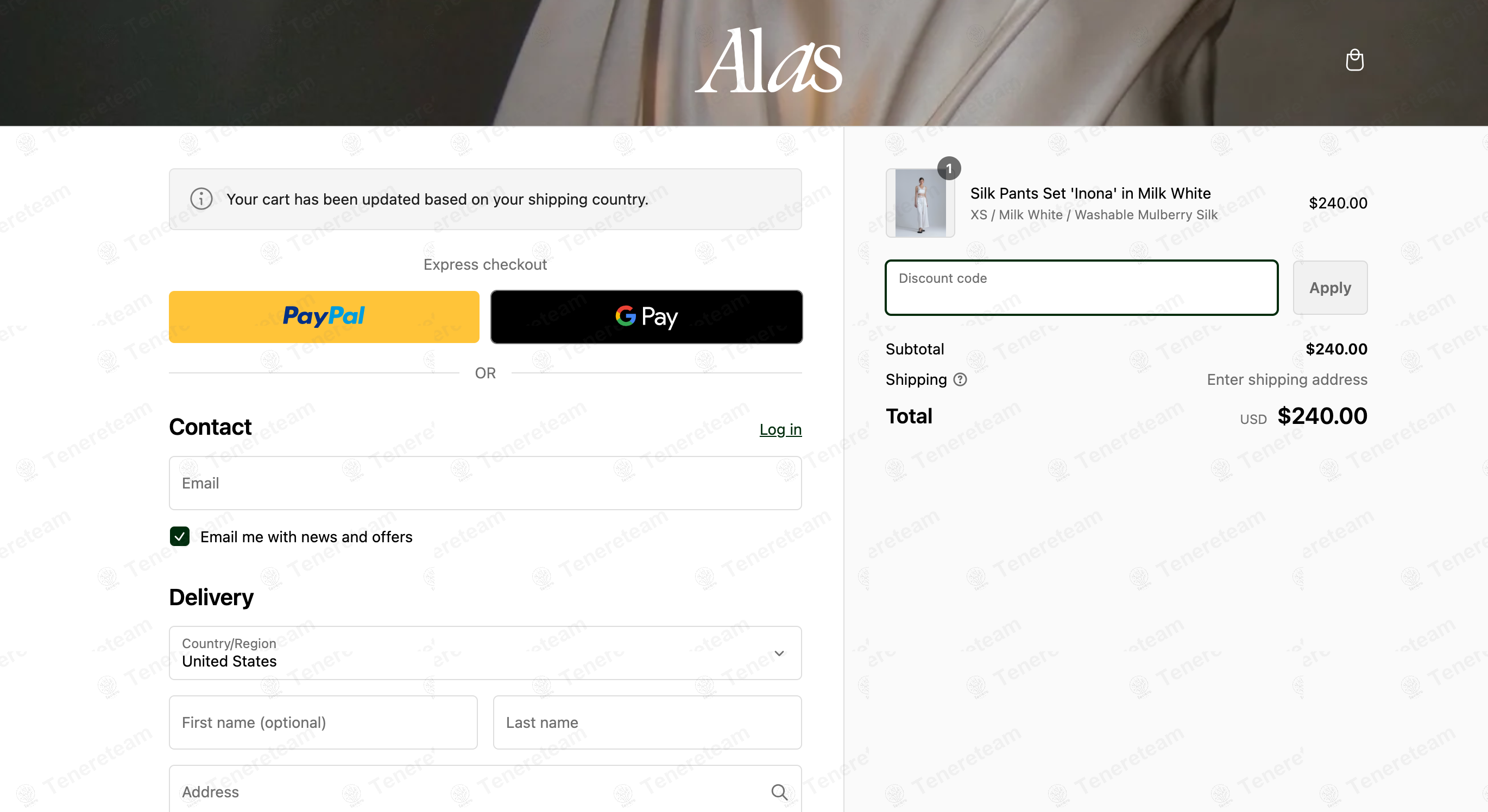 Alas Silk apply coupon code