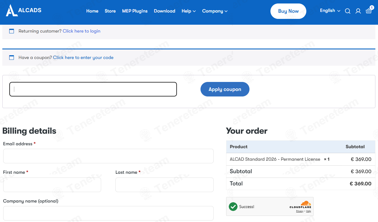 ALCAD Software apply coupon code