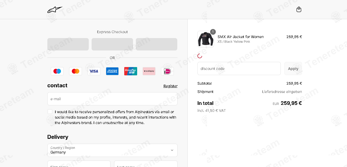 Alpinestars DE apply coupon code