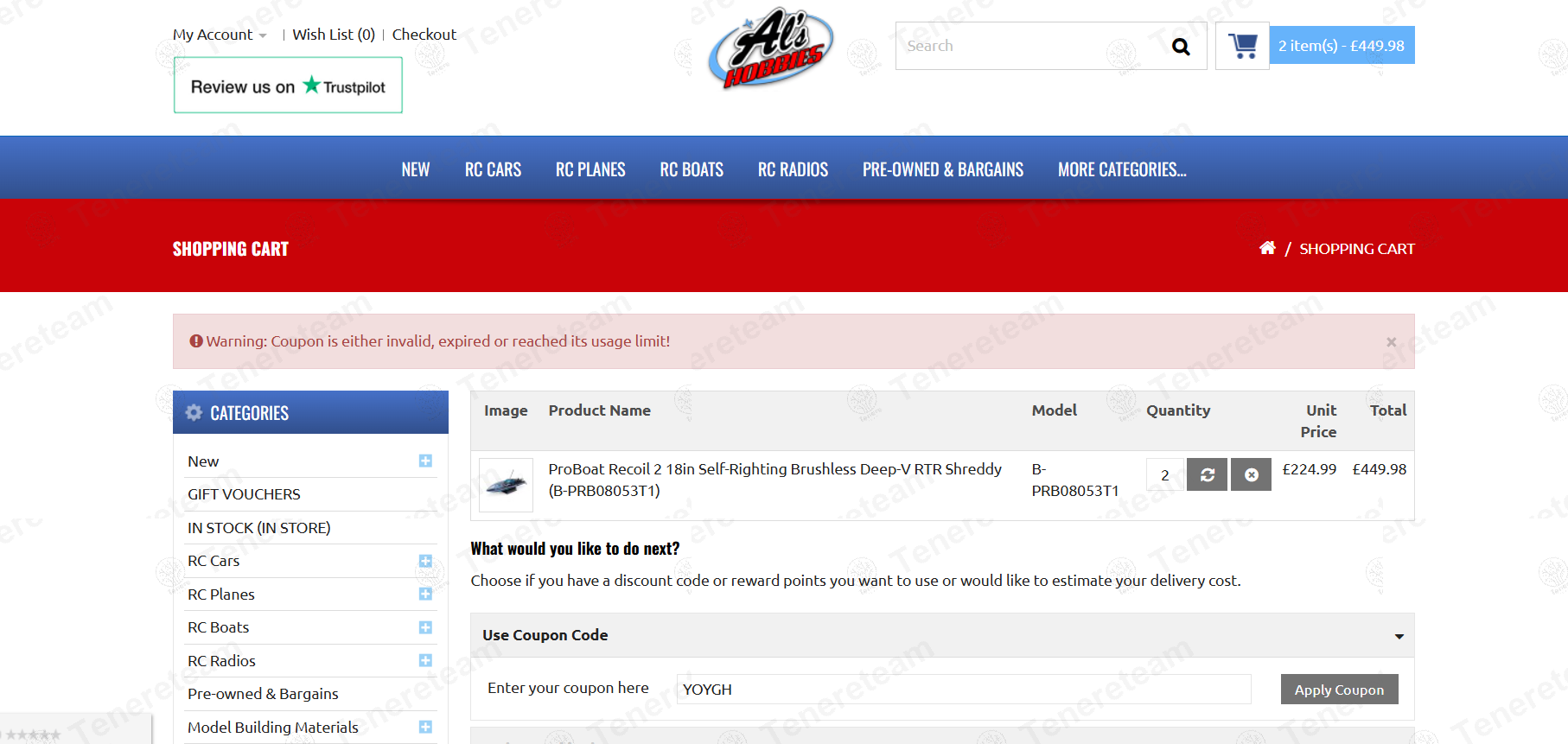 Al's Hobbies apply coupon code