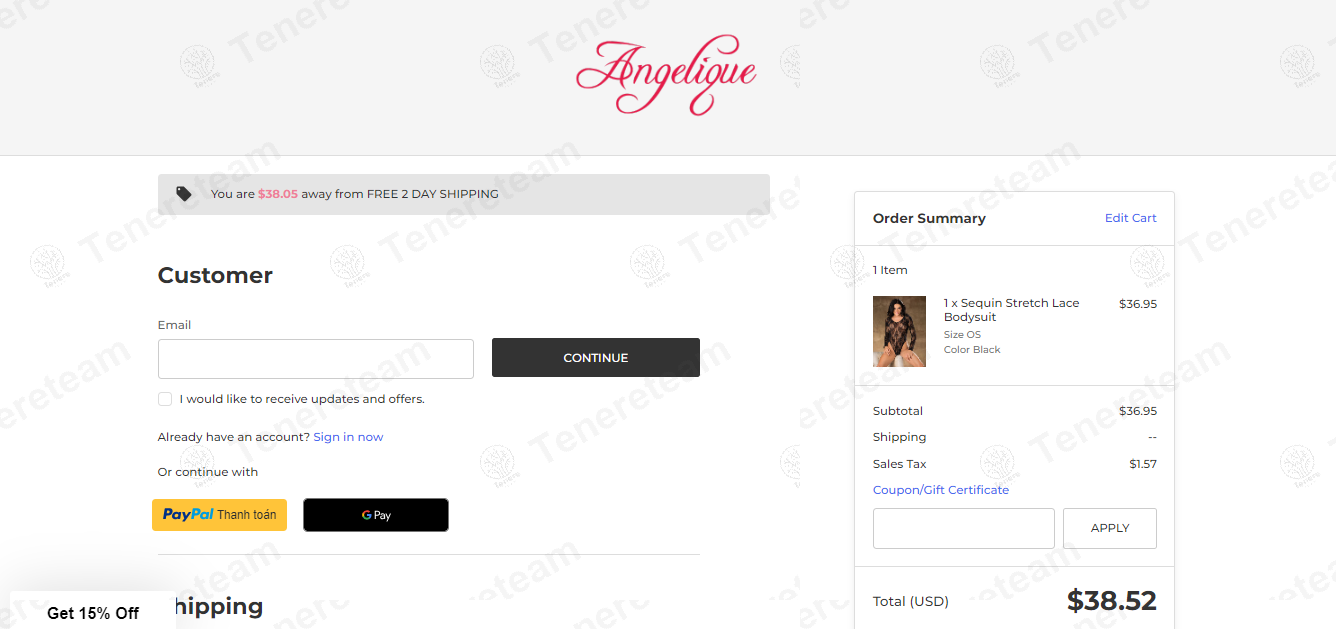 Angelique Lingerie apply coupon code