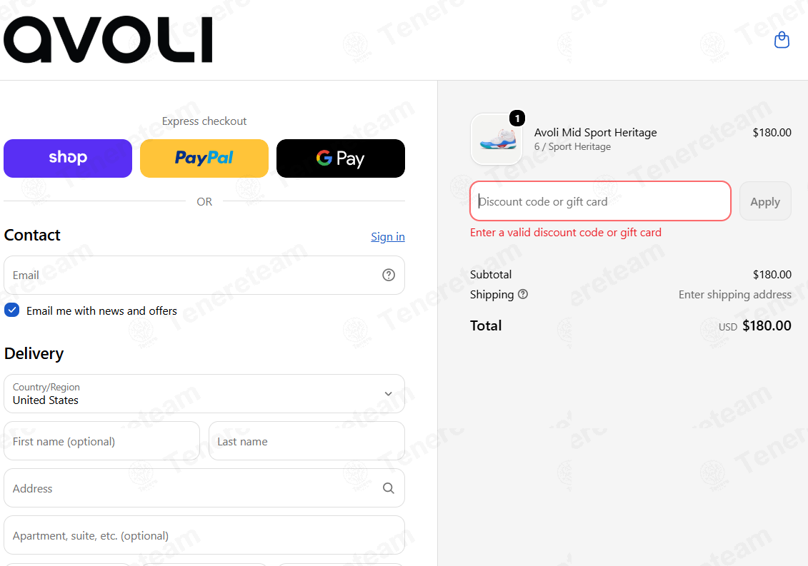 Avoli apply coupon code