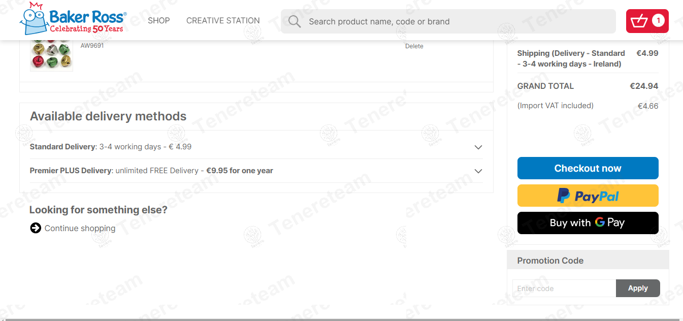 Baker Ross IE apply coupon code