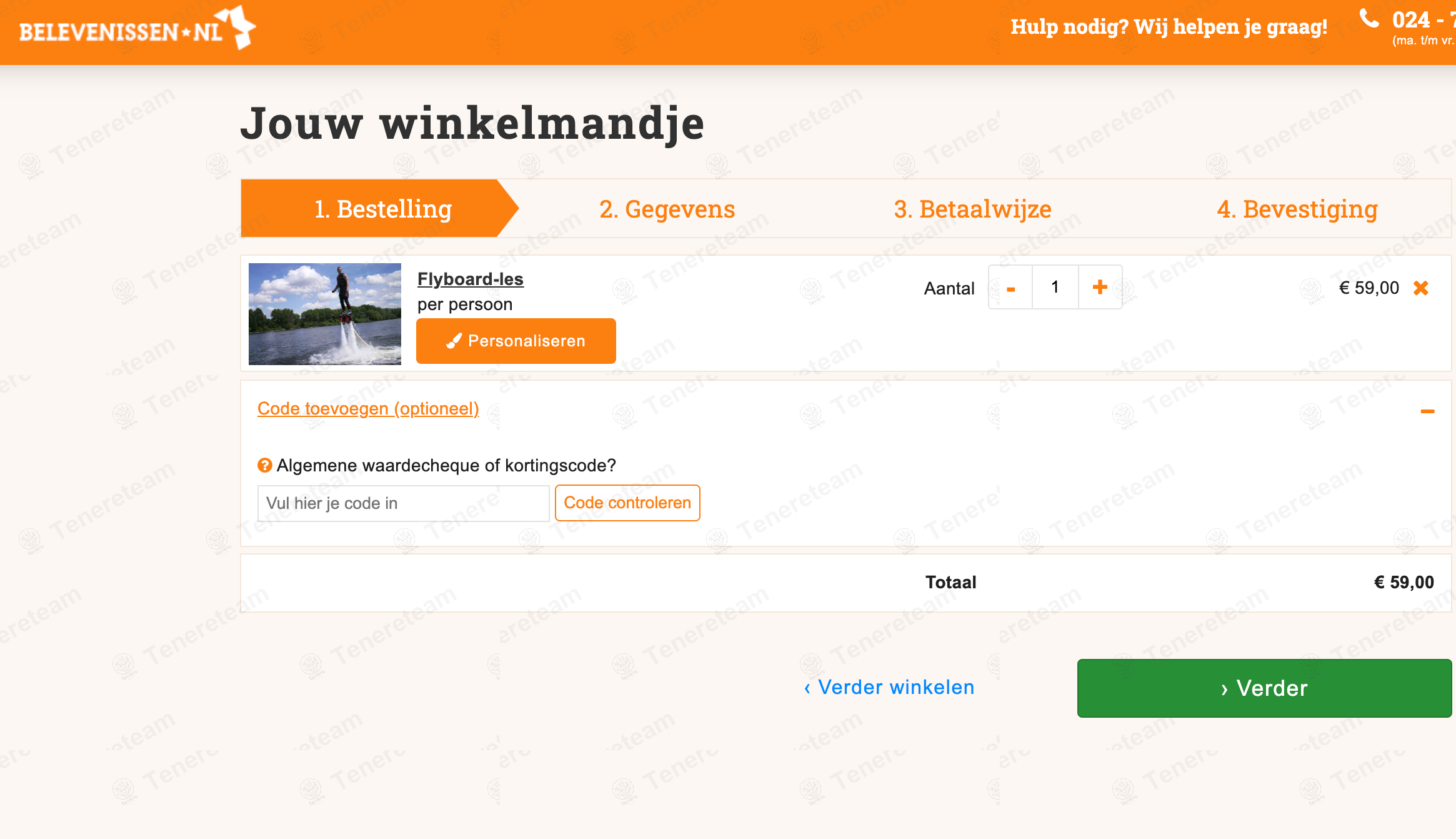 Belevenissen NL apply coupon code