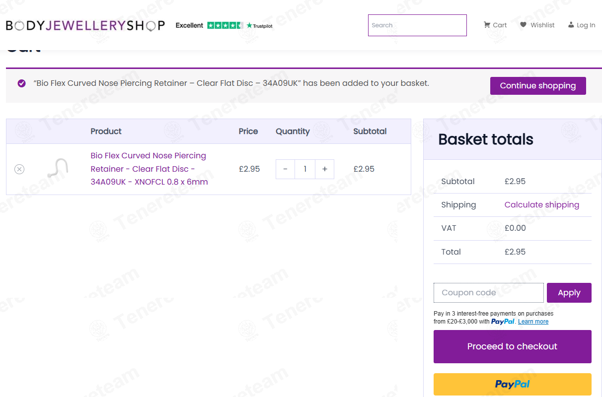 Body Jewellery Shop apply coupon code