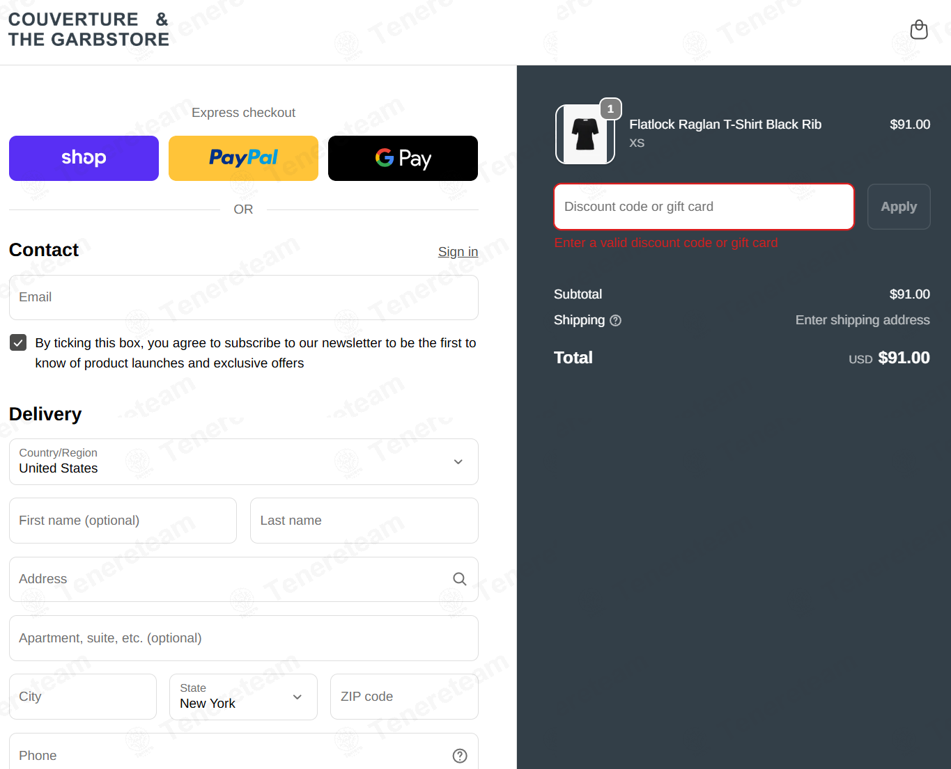 Couverture And The Garbstore apply coupon code