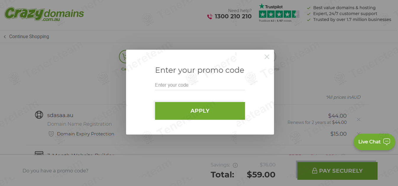 Crazydomains.com.au apply coupon code
