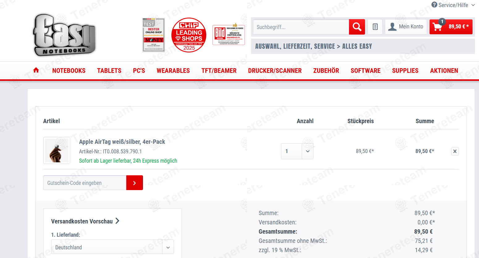 EasyNotebooks DE apply coupon code