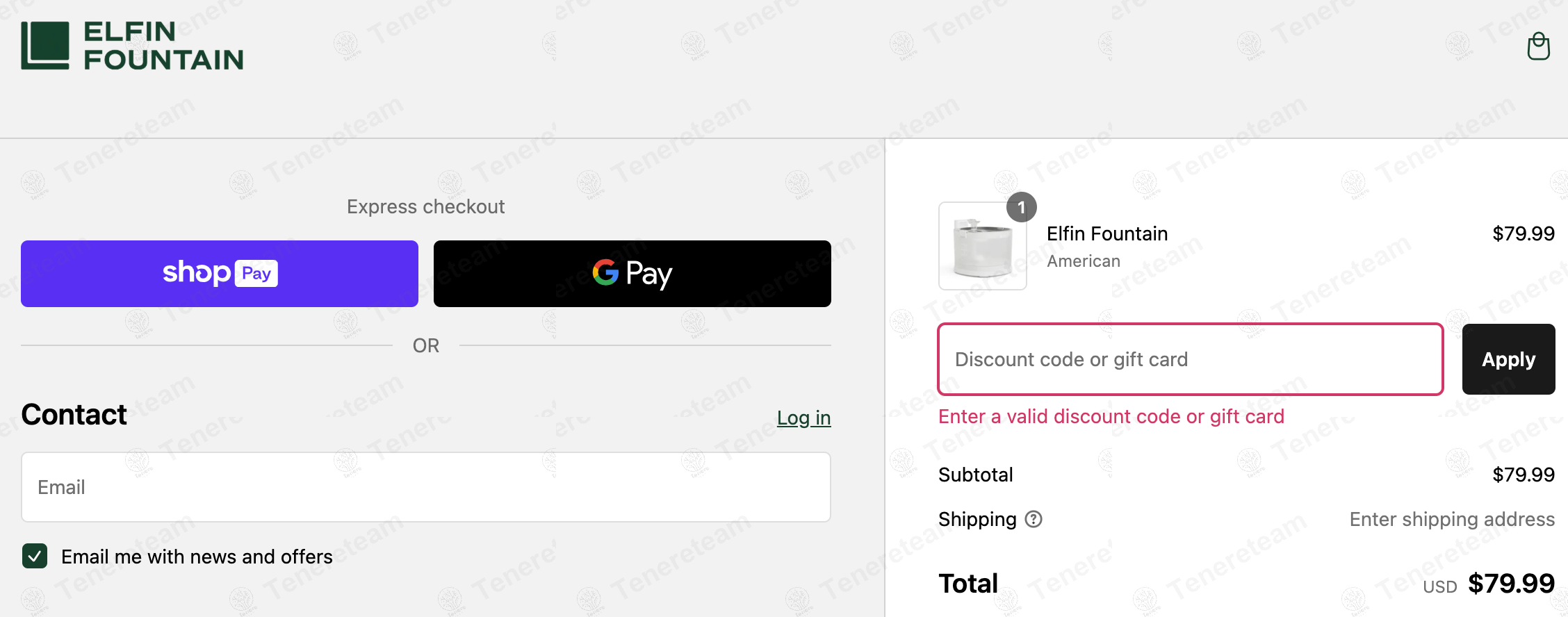 Elfin Fountain apply coupon code