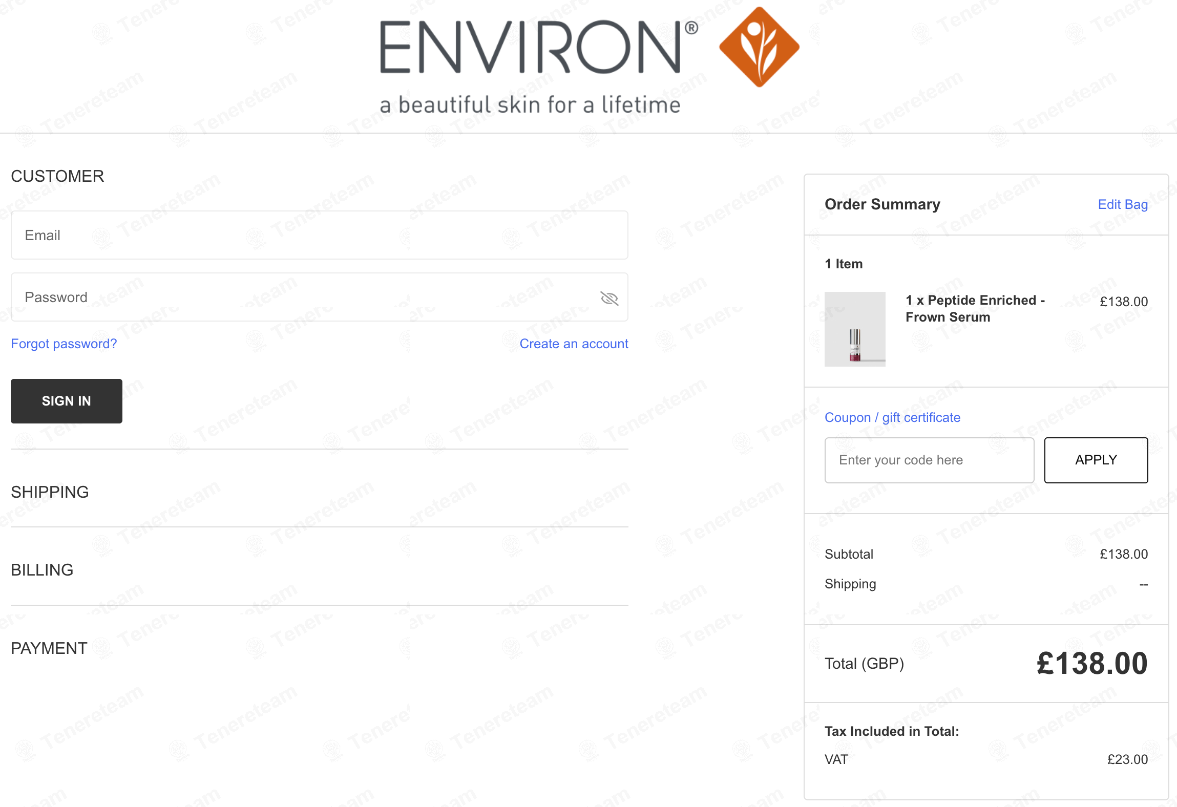 Environ Skincare UK apply coupon code