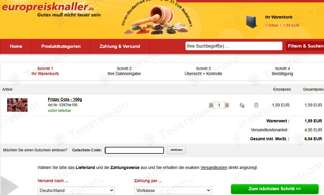 Europreisknaller DE apply coupon code