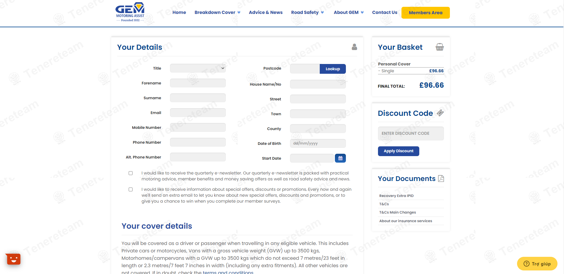 GEM Motoring Assist apply coupon code