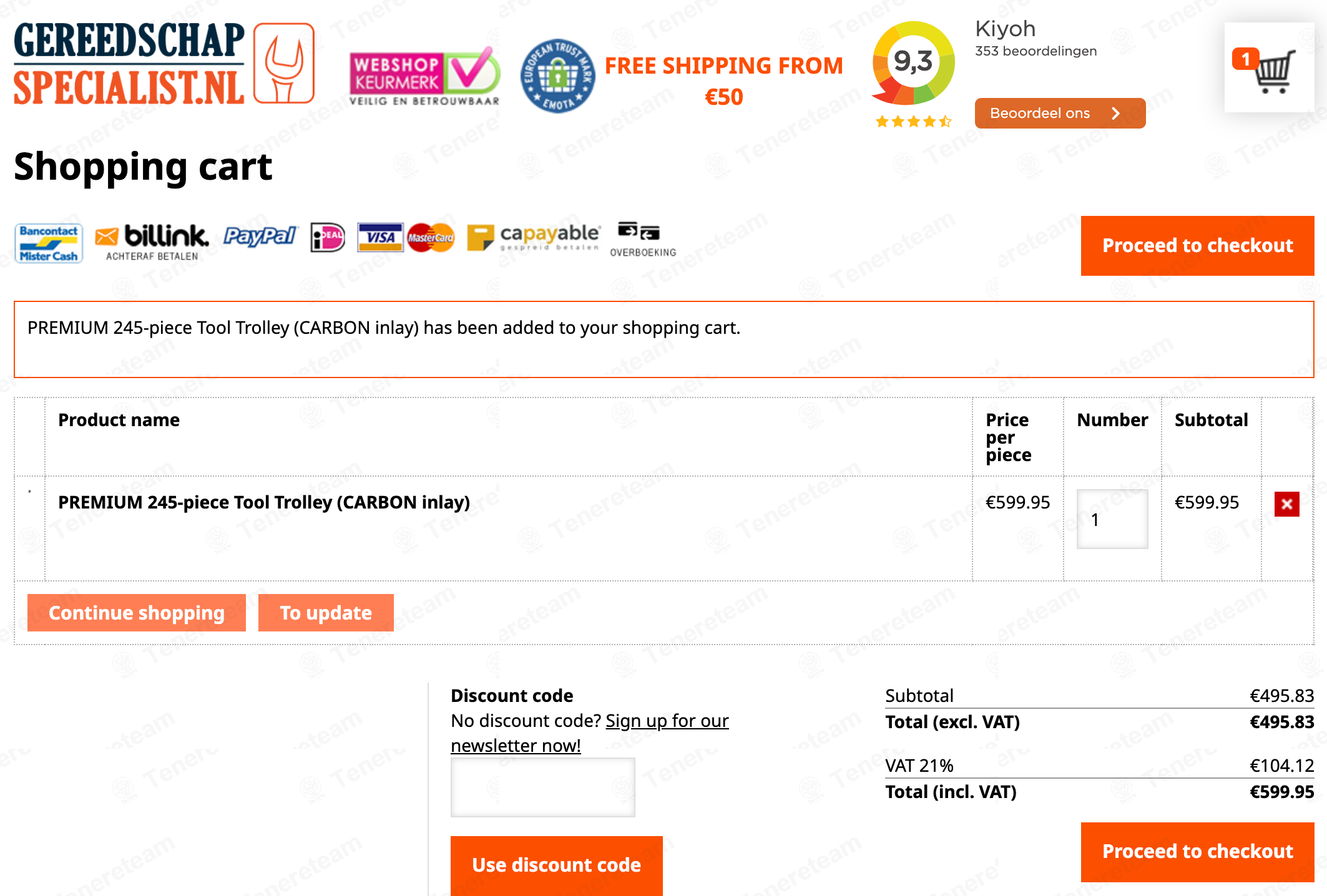 Gereedschapspecialist NL apply coupon code