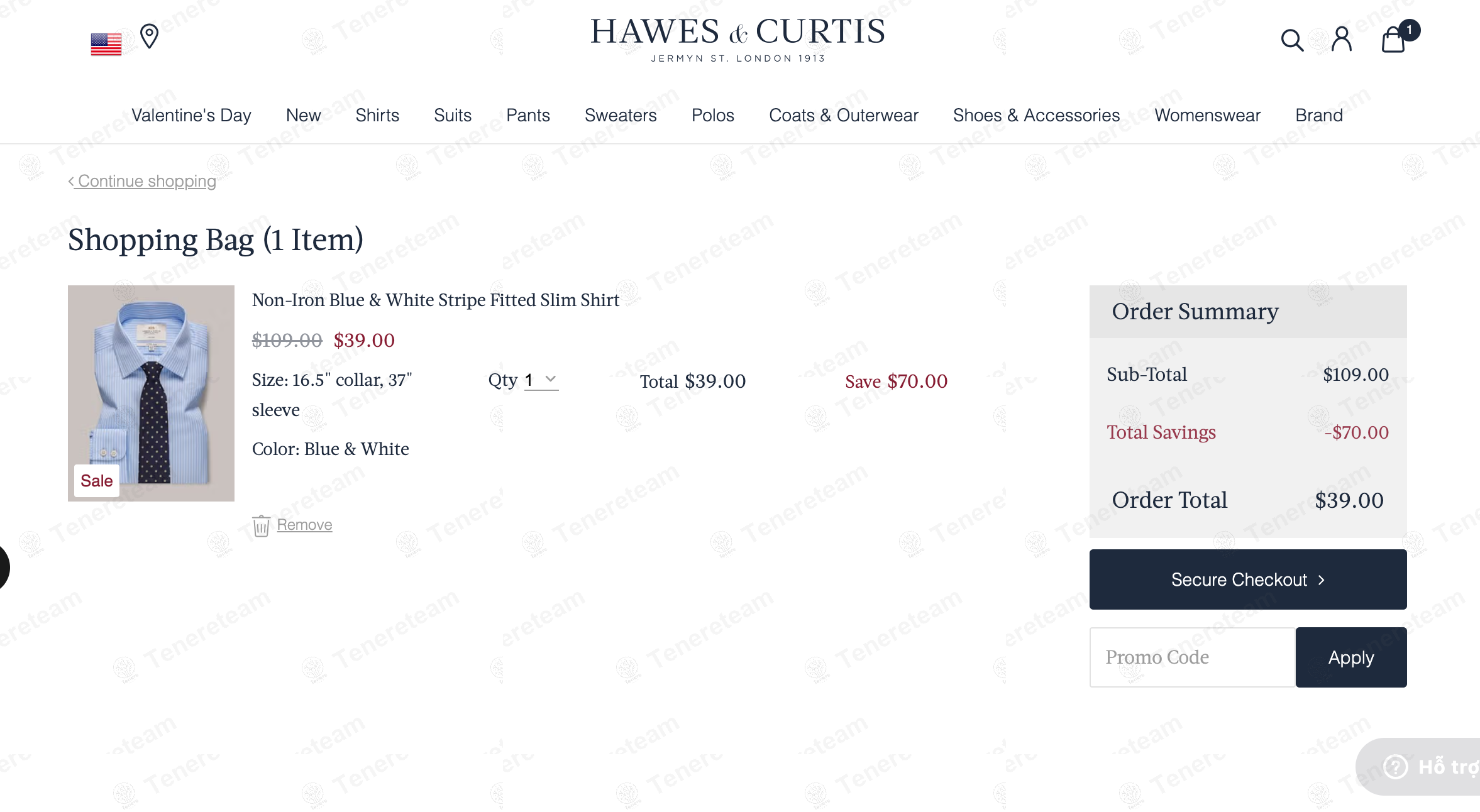 Hawes And Curtis UK apply coupon code
